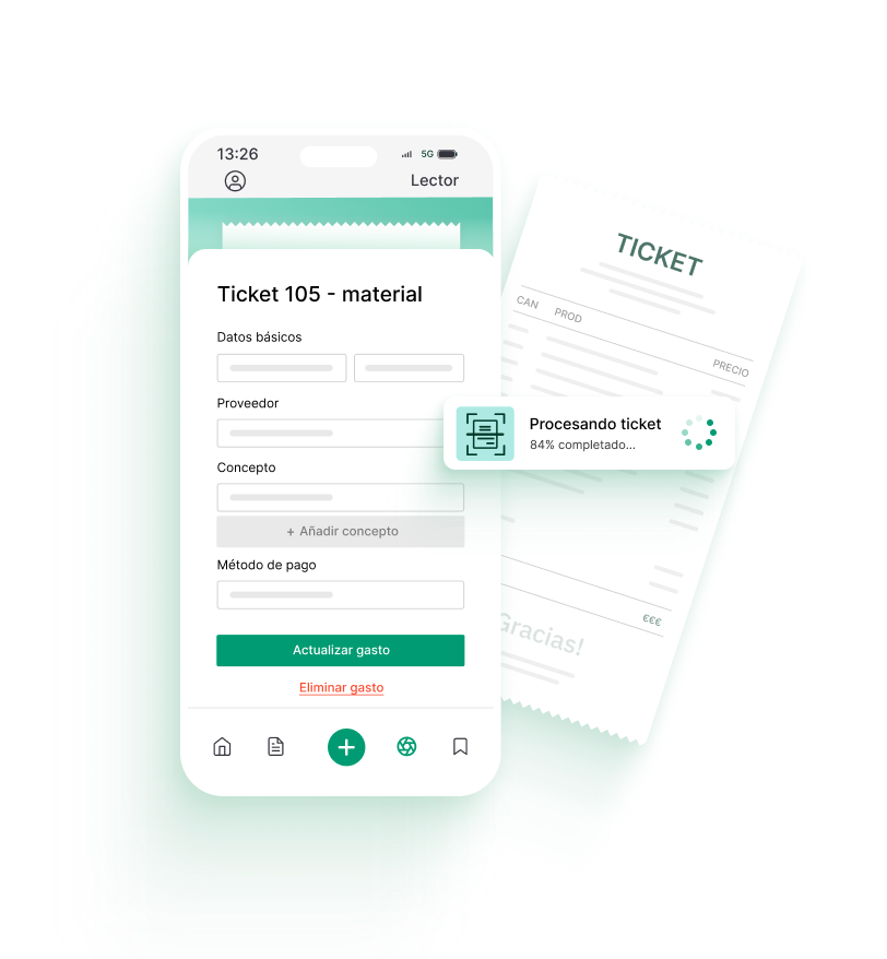 Vista de lector OCR de Quipu para tickets y gastos